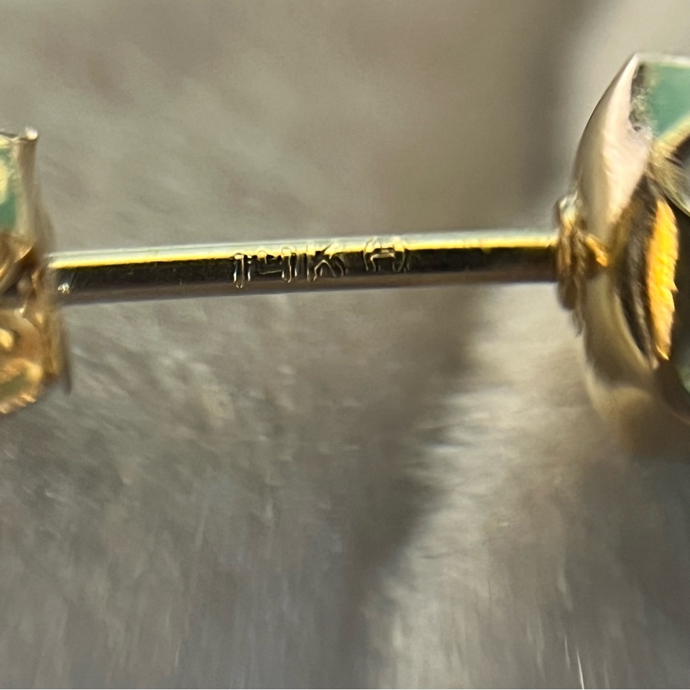 14k Gold Blue Cubic Zirconia Stud Earrings 5.25mm - Picture 5 of 7